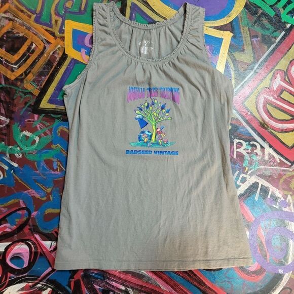 Custom BadSeed 'Joshua Tree Tripping' w trippy tree & mushrooms tank top - small - Picture 1 of 7